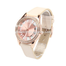 Japon mouvement quartz couleur or montre femme dos en acier inoxydable pour la promotion